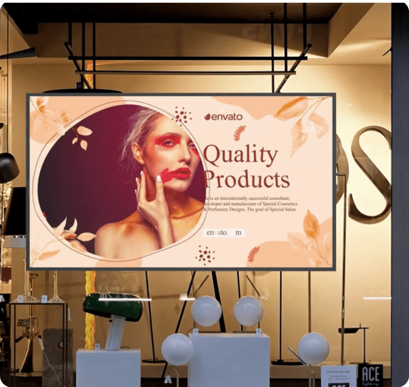 A billboard advertising cosmetics