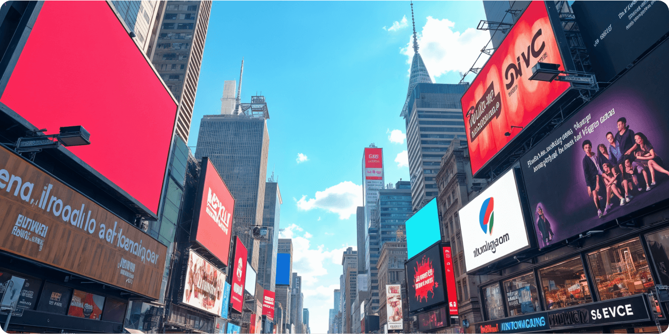 Billboards on a busy road